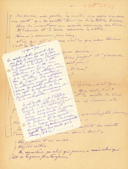 null Henri Grouès, dit l'Abbé PIERRE. 2 manuscrits autographes, le 1er signé " H....