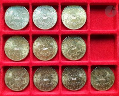 null 10 pièces de 20 Dollars en or. Type Liberty. 

1882 S - 1895 S (2) - 1897 S...