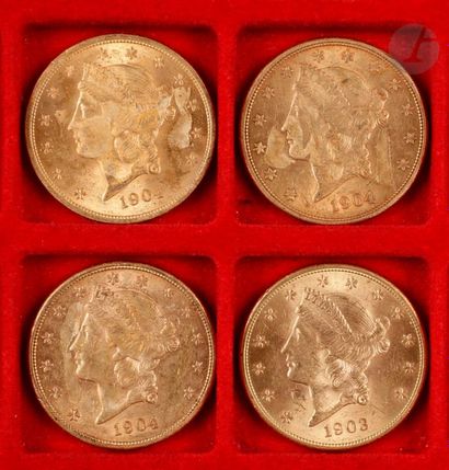 null 4 pièces de 20 Dollars or, dans un sachet numéroté 2017139. 

Type Liberty....