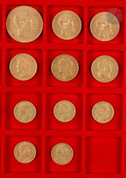 null Lot of 11 French gold coins, in a bag numbered 2017070 :

- 1 gold coin of 100...