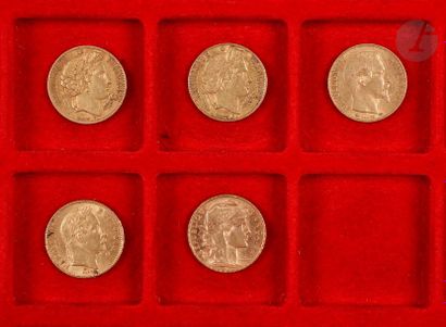 null 5 pièces de 20 Francs or. 

- 2 pièces de 20 Francs. Type Cérès. 1850 A - 1851...