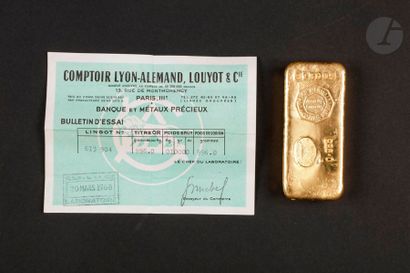 null 1 Ingot of gold (996) No. 613904, with certificate.
Weight: 1 Kg