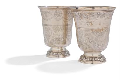 null PARIS XVIIIth CENTURY

Two silver tulip-shaped kettledrums, the pedestals moulded...