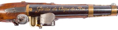 null Paire de pistolets à silex de garde du corps du Roi, 1er modèle, 1814.

Canons...
