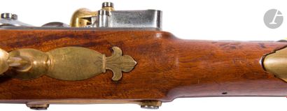 null Paire de pistolets à silex de garde du corps du Roi, 1er modèle, 1814.

Canons...