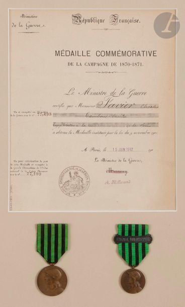 null Médaille commémorative de la campagne 1870-1871.

Certificat au nom de " Mr...