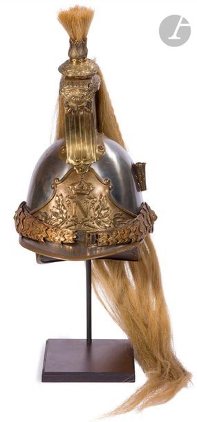 null Helmet of a Hundred Guards.

Steel bomb, brass crest with marmoset.

Headband...