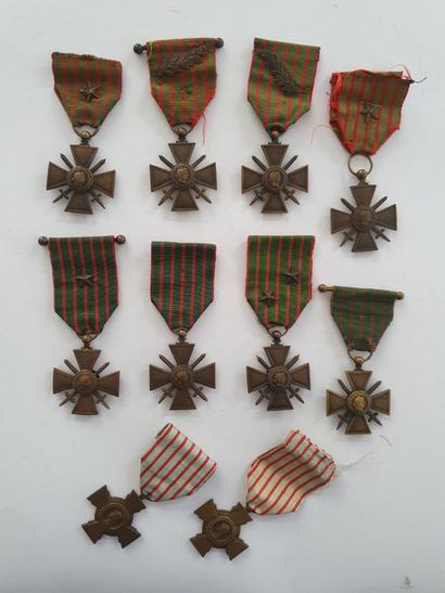 null FRANCE
CROIX DE GUERRE 14-18 – CROIX DU COMBATTANT
Ensemble de 10 médailles,...