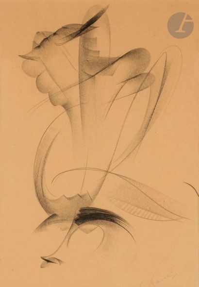 null Jean-Gabriel CHAUVIN (1889-1976)
Composition, vers 1940
Fusain et estompe.
Signée...