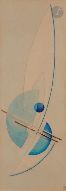 null *Félix DEL MARLE (1889-1952)
Composition bleue, 1947
Aquarelle sur traits de...