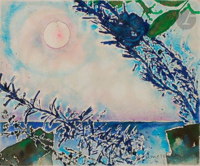null André MARCHAND (1907-1997)
Belle Île, lumière bleu d'un matin en Atlantique
Aquarelle.
Signée...