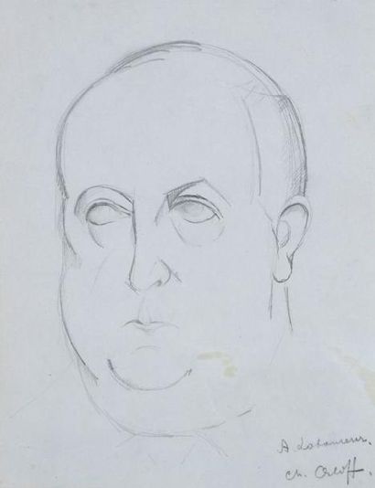 Chana Orloff (1888-1968) Portrait de Jean-Émile Laboureur. Dessin préparatoire pour...