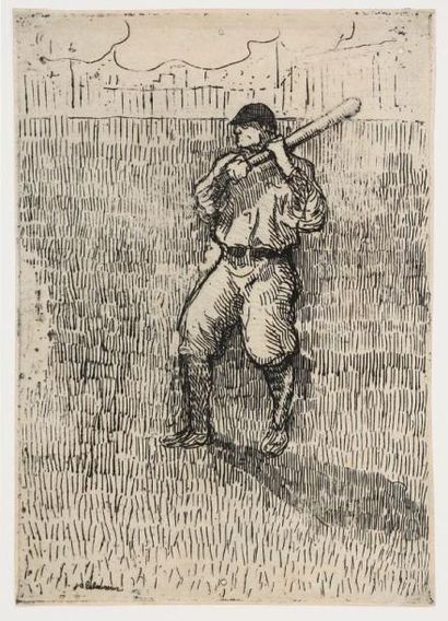 JEAN-ÉMILE LABOUREUR (1877-1943) Joueur de base-ball. 1905. Eau-forte. 128 x 184....