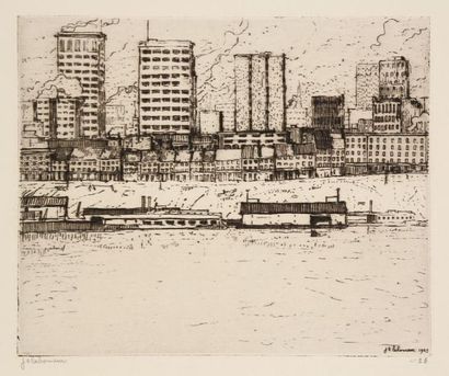 JEAN-ÉMILE LABOUREUR (1877-1943) The Skyline from the River. (Ten Etchings from Pittsburgh,...