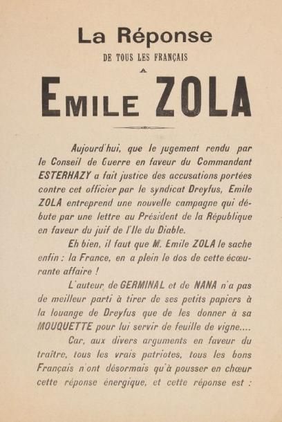 Jean-Émile Laboureur (collection de) La Réponse de tous les Français à Émile Zola....