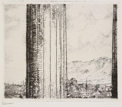 JEAN-ÉMILE LABOUREUR (1877-1943) L'Acropole vu du temple de Thésée (Six vues de l'Acropole,...