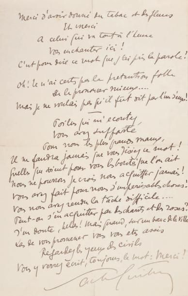 Sacha GUITRY Manuscrit autographe signé d'un discours en vers, aux soldats, [1916];...