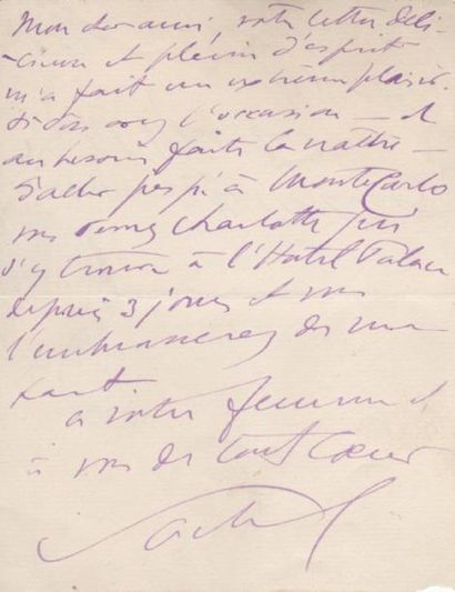 Sacha GUITRY L.A.S. « Sacha », [Paris 28 janvier 1917], à Albert Willemetz, à Nice;...
