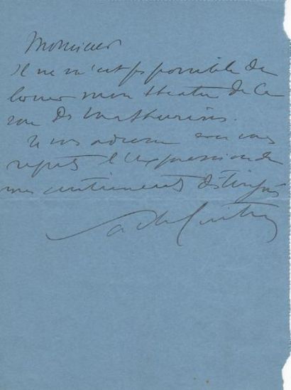 Sacha GUITRY L.A.S., [Paris 25 avril 1919], à M. Rabani; demi-page in-8, adresse....