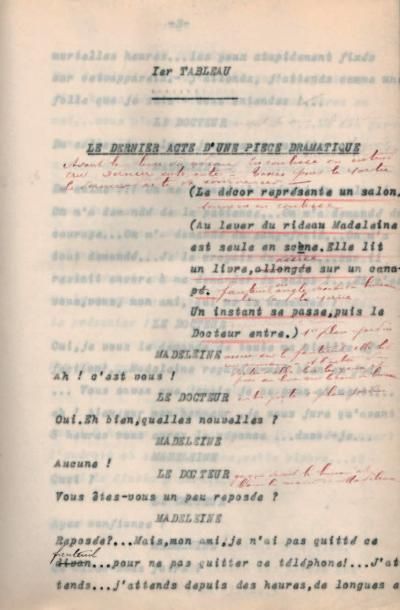 Sacha GUITRY Le Comédien, comédie en 4 actes, [1921]. Tapuscrit annoté et corrigé....