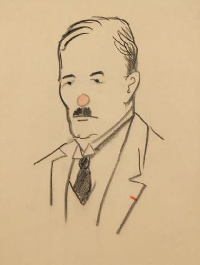 Sacha GUITRY Victor Boucher, [1923]. Dessin original au crayon gras avec rehauts...