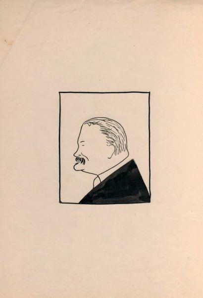 Sacha GUITRY Léon Gandillot, [1903]. Dessin original à l'encre de Chine. 31 x 20...