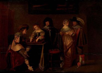 ÉCOLE HOLLANDAISE du XVIIe siècle suiveur d'Anthonie PALAMEDESZ Joueurs de tric trac...