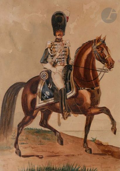 null École française du XIXe siècle
Maison du Roi, grenadiers à cheval, 2e régiment,...