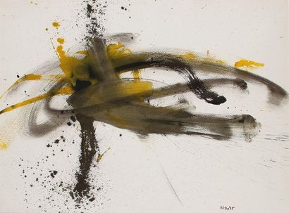 Bernard BYGODT (1939-2004) Composition abstraite jaune, vers 1965-66 Aquarelle. Signée...