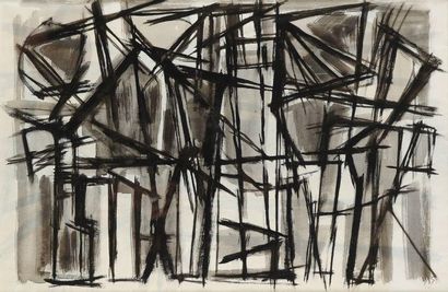 Jacques GERMAIN (1915-2001) Composition double-face, 1949 Encre de chine et lavis...