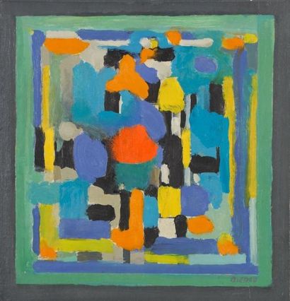 Roland BIERGE (1922-1991) Composition abstraite, 1973 Huile sur toile marouflée sur...