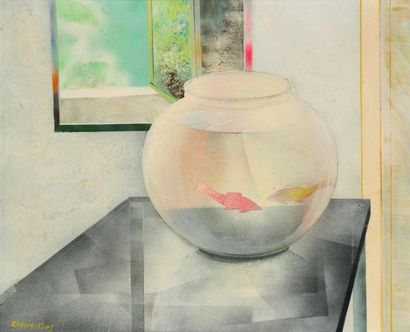 Pierre GARCIA-FONS (né en 1928) Aquarium-table de verre Huile sur toile. Signée en...