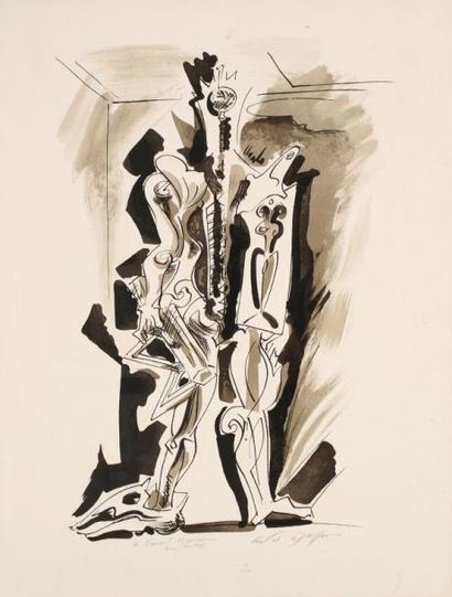 André MASSON (1896-1987) Composition noire. Lithographie. Signée en bas à droite...