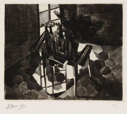 Henri-Georges ADAM (1904-1967) La Petite table, 1942. Burin. Signé, daté en bas à...