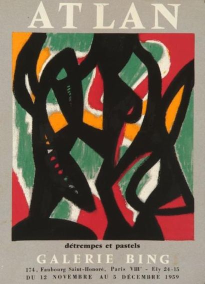 Jean-Michel ATLAN (1913-1960) Affiche pour l'exposition " Détrempes et pastels "...