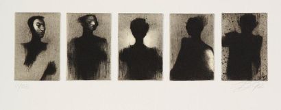 Louis-Pierre BOUGIE [canadien] (né en 1946) Cinq portraits en frise, 1992. Pointe...