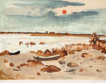 Yves BRAYER (1907-1990) Paysage de Camargue. Lithographie. Signée en bas à droite...