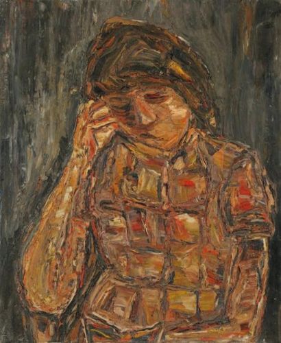 CLAUDE JOUHANNEAU (1931-2011) Femme pensive, vers 1975 Huile sur toile Non signée...