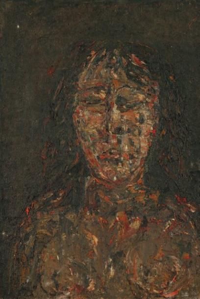 CLAUDE JOUHANNEAU (1931-2011) Portrait de femme, vers 1975 Technique mixte sur toile...