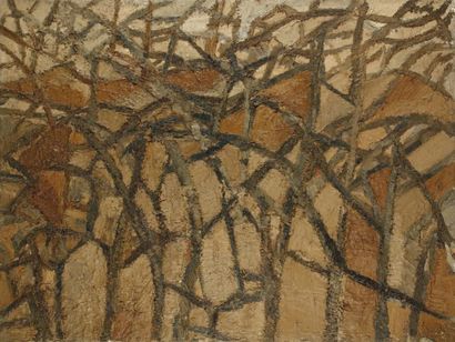 CLAUDE JOUHANNEAU (1931-2011) Composition, vers 1977 Huile et sable sur toile Non...
