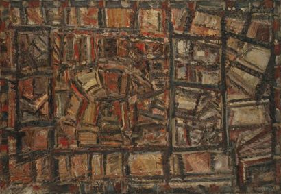CLAUDE JOUHANNEAU (1931-2011) Paysage, 1968 Huile et sable sur toile Signée et datée...