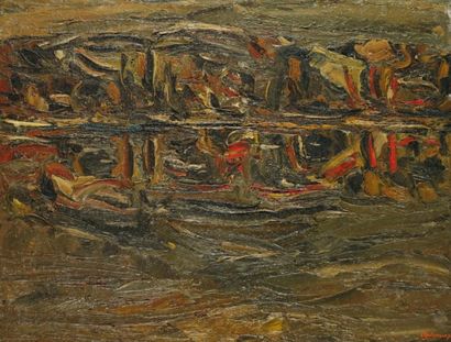 CLAUDE JOUHANNEAU (1931-2011) Composition abstraite, 1971 Technique mixte sur toile...