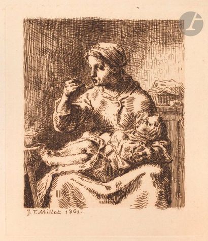 null Jean-François Millet (1814-1875) 

La Bouillie. 1861. Eau-forte. 160 x 215....