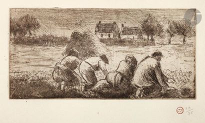 null Camille Pissarro (1830-1903) 

Paysans dans les champs. 1891. Eau-forte et pointe...