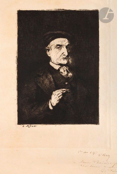 null Théodule Ribot (1839-1916) 

Portrait d’Émile Cardon. Eau-forte. 195 x 278....