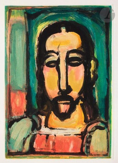 null Georges Rouault (1871-1958) 

Christ de face. (Pl. pour Les Fleurs du Mal, 1936-1938)....