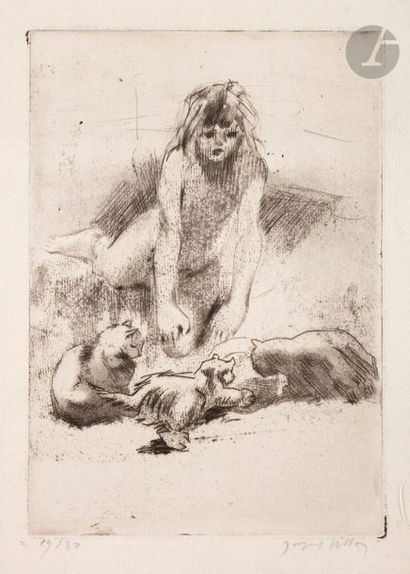 null Jacques Villon (Gaston Duchamp, dit) (1875-1963) 

Minne et les chats buvant....