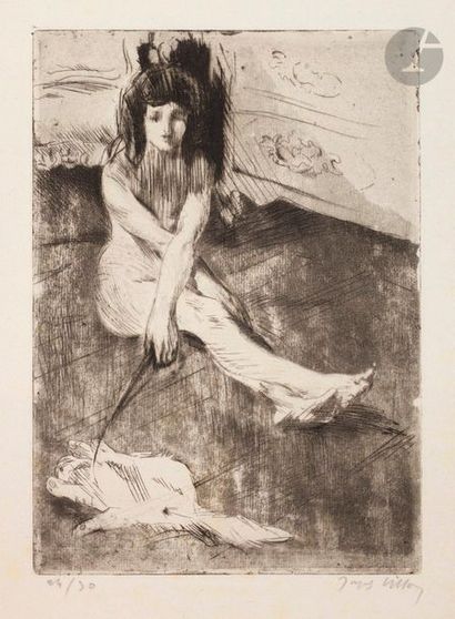 null Jacques Villon (Gaston Duchamp, dit) (1875-1963) 

Minne jouant avec un chat,...
