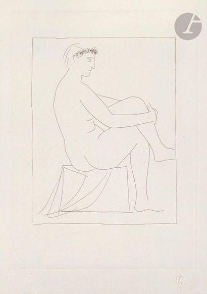 null Pablo Picasso (1881-1973) 

Femme nue couronnée de fleurs. (Suite Vollard, pl....