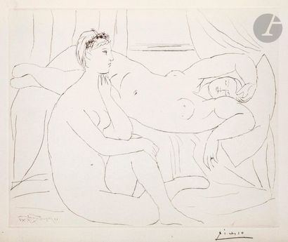 null Pablo Picasso (1881-1973) 

Deux femmes se reposant. (Suite Vollard, pl. 10)....